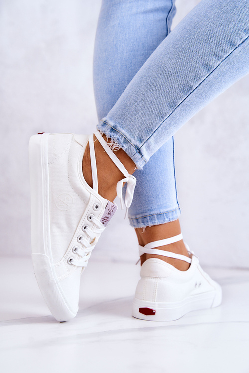 Tenisówki Damskie Materiałowe Białe Cross Jeans JJ2R4050C
