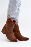 Suede Cowboy Ankle Boots With Low Heel Zazoo 3329 Brown