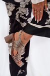 Ladies Perforated Sandals On A Heel Gold Tosine