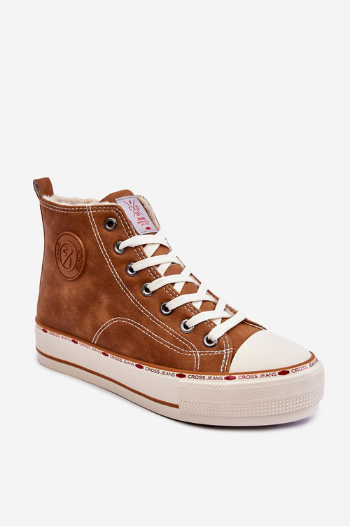 Trampki Damskie Wysokie Ocieplane Cross Jeans Camel KK2R4043C