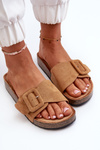 Women's Sandals with Buckle Eco Suede Camel Laeltia