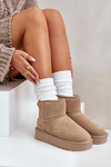 Women's Suede Snow Boots on Platform Above Ankle Beige Rianaella