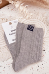 Cotton Socks Striped Ladies Light Gray