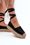 Women's Black Platform Espadrilles with Lacing and Braiding Tailesse