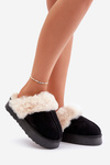 Women's Snow Slippers With Thick Sole And Fur Black Doriola