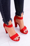 Women's Stiletto Heeled Sandals Suede Red ShakeUp