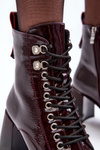 Lace-Up Heel Boots in Burgundy SBarski MR870-06