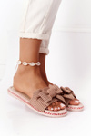 Rubber Slippers With A Bow Brown Gabriell