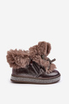 Children's snow boots with fur and zipper brown Hanija