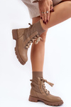Women's lace-up ankle boots with light beige sock Gentiana