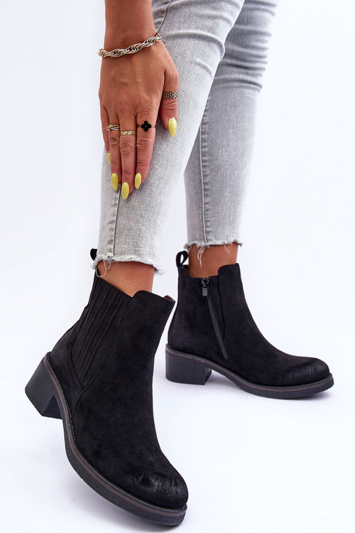 Women's Classic Suede Boots Black Metanassa