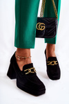 Suede Pumps With A Decorative Chain Laura Messi 2444 Black