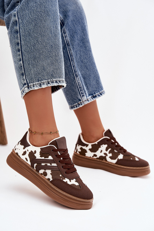 Women's Sneakers On Platform With Patches Brown Denissa