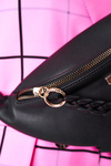 Leather Kidney Bag With Chain Bruno Rossi Black