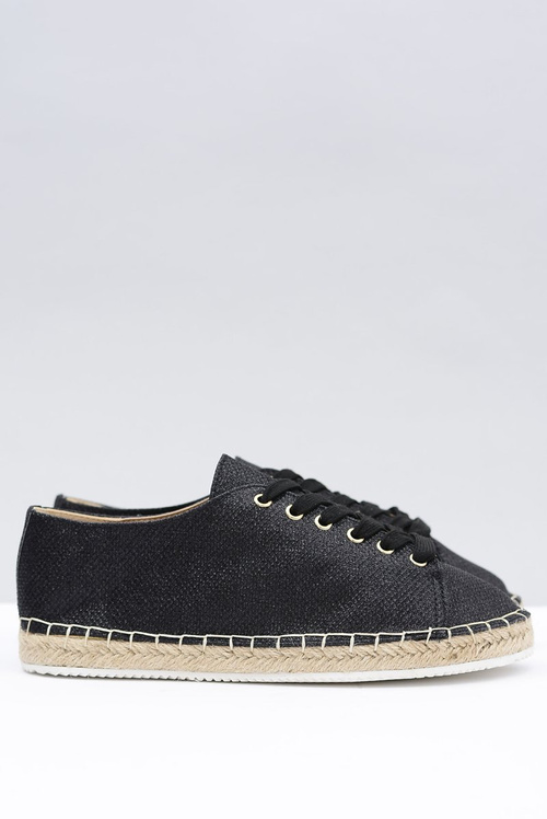 Lu Boo | Black Brocade Fairy Linen Espadrilles