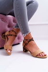 Lu Boo Panther Camel Fall In Love Women's Stiletto Sandals