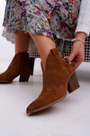 Women's Brown Leather Heeled Boots Chavai
