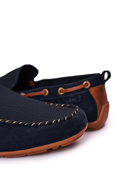 Suede Casual Loafers GOE HH1N4019 Navy Blue