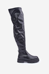 Knee High Boots With Flat Heel Black Feliri
