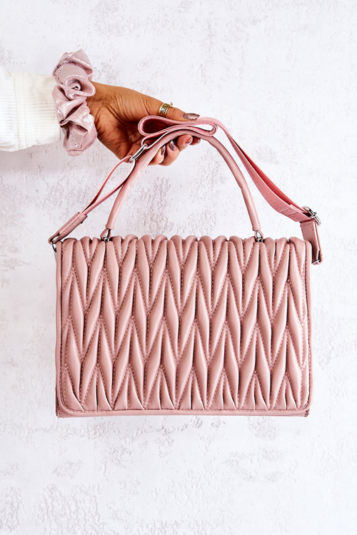Quilted Letterman Handbag Pink Roselyn