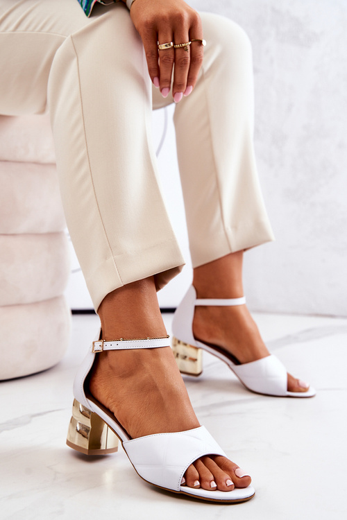 Leather Stiletto Sandals Lewski 3027 White