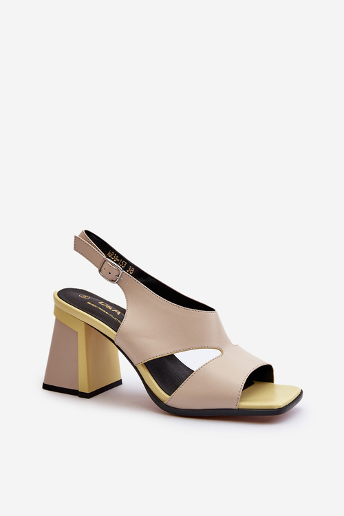 Sandały Damskie Obcas Słupek D&A MR38-153 Beżowe