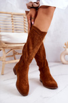 Women's Suede Openwork Boots Camel Thessie