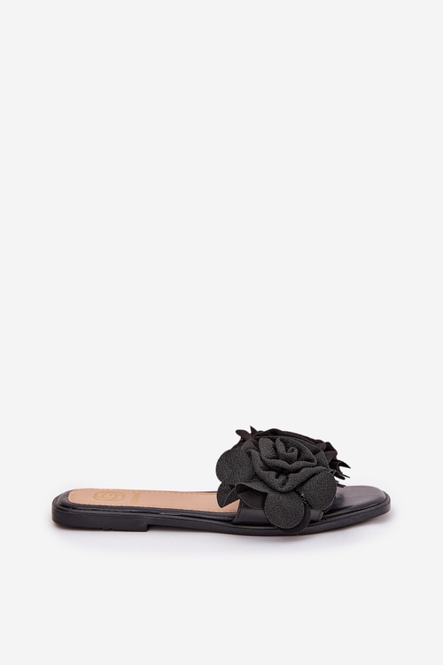Flat Women's Slippers With Bow Black Tobin
