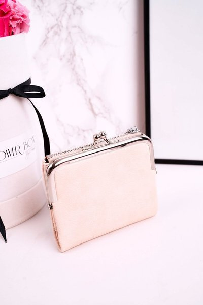 Mały Portfel Damski Zapinany na Bigiel Beżowy