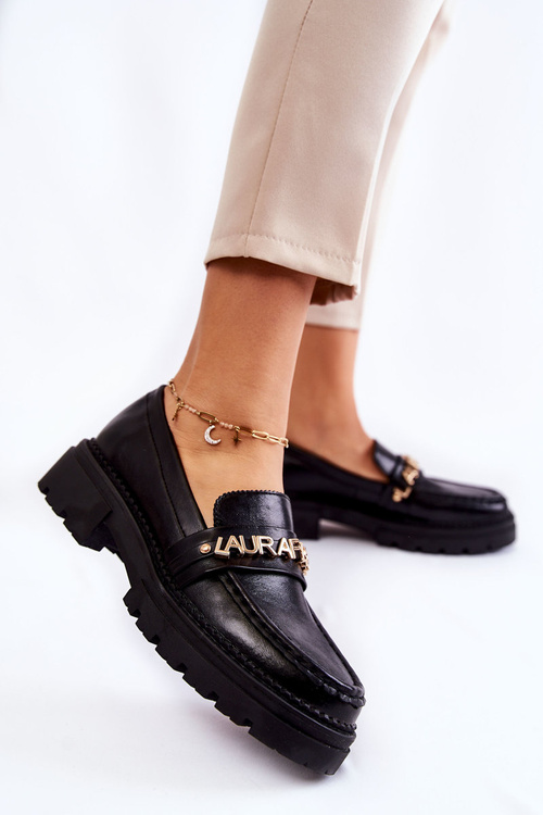 Leather Loafers Letters La.Fi 210001B-PU Black