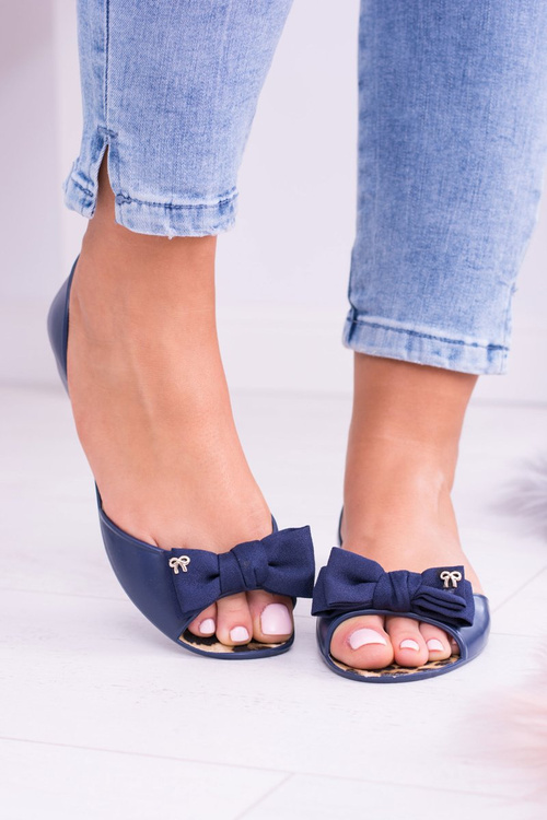 Navy Blue Rubber Women's Cocard Ballerinas Victoria