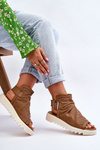 Leather Openwork Sandals camel Alima