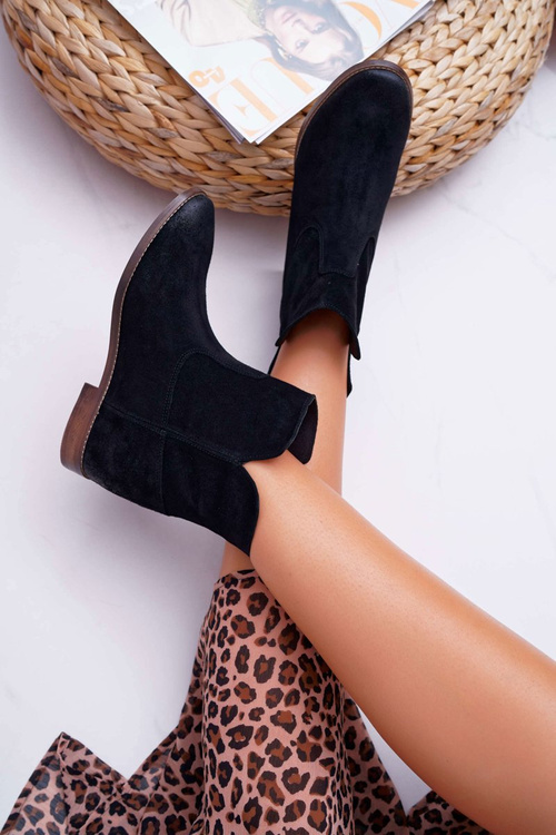 Women's Boots Hidden Anchor Flat Heel Black Nicole 2419