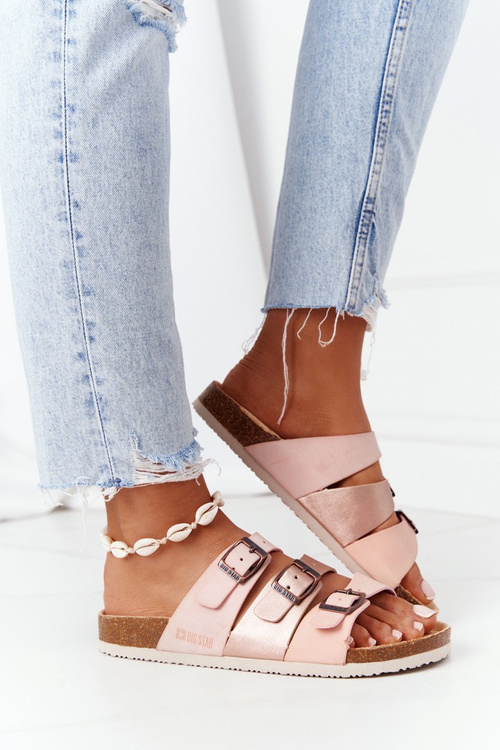 Leather Profiled Slippers Big Star HH274586 Pink-Copper