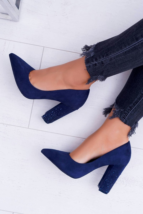 Navy Blue Suede Razor pumps