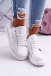 Sporty Women's Thick Sole Shoes White Grey Skirt