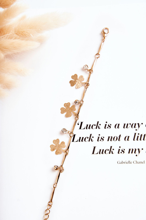 Women's Bracelet With Cubic Zirconia Clover Gold