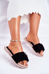 Women's Slides With Bow Black Thailand