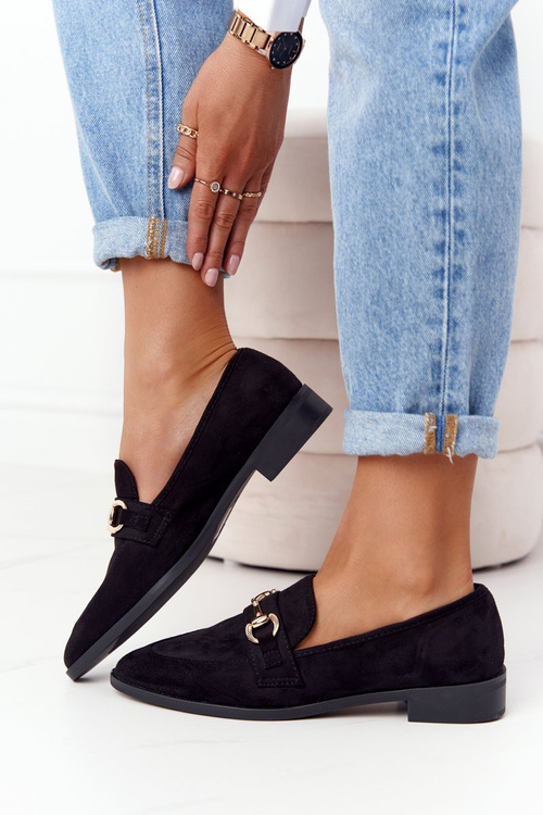 Elegant Women's Loafers S.Barski Suede Black