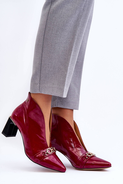 Leather Boots on Heel Maciejka 05262-15 Fuchsia