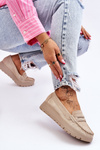 Suede Platform Loafers Light Beige Milana