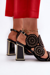 Embellished Sandals with Stiletto Heel D&A CR026 Black