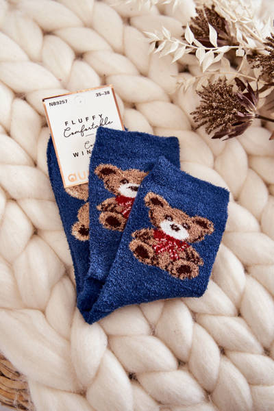 Women's Soft Warm Socks Teddy Bears Blue