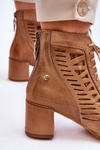 Leather Openwork Boots Maciejka 05508-10 Dark beige