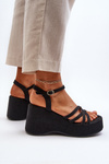 Black Platform Sandals and Wedges Oporia