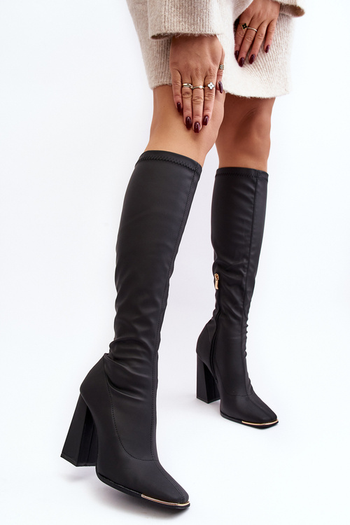 Women's High Heel Black Boots Rishabh