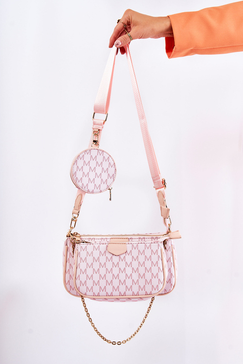 Torebka Listonoszka Portmonetka Damska 3w1 Różowa Bormea