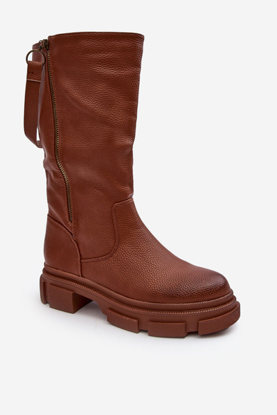 Half-Calf Boots with Upper Brown Lizames
