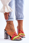 High Heel Slippers With Snake Straps Neon Beckie