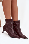 Women's leather ankle boots with heel D&A CR52-661 Burgundy